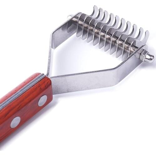 Dog Brush Undercoat Rake Dematting Comb,Deshedding Tool with Wooden Handle for Dogs Cats PB010