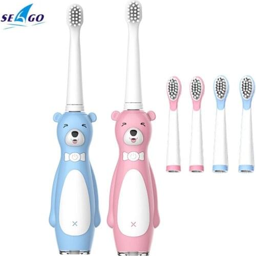 SEAGO Sonic Kids Electric Toothbrush for 3-12 Years Old Children 3 Modes Rechargeable Smart Timer Soft Dupint Bristle Waterproof