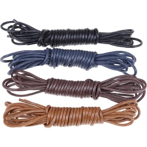 2Pairs 100/120/140CM Waterproof Length Waxed Cotton Round Shoe Laces Leather ShoeLaces Men Martin Boots Shoelace Shoestring