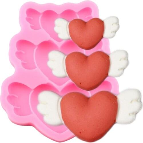 Wings Silicone Molds Heart Shape Wedding Cake Decorating Tools Cupcake Topper Fondant Candy Resin Clay Chocolate Gumpaste Moulds
