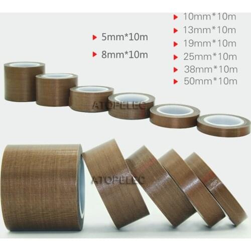 Adhesive PTFE F4 Tape Cloth Heat-Resistant High Temperature 300Deg.C Vacuum Sealing Machine 0.13mm 10M * 5mm/8mm/13mm/19mm/25mm