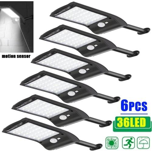 1-6PCS 36 LED Solar Lights Outdoor Waterproof Security Wall Sconces Lamp Motion Sensor for Patio Deck Yard Garden Driveway