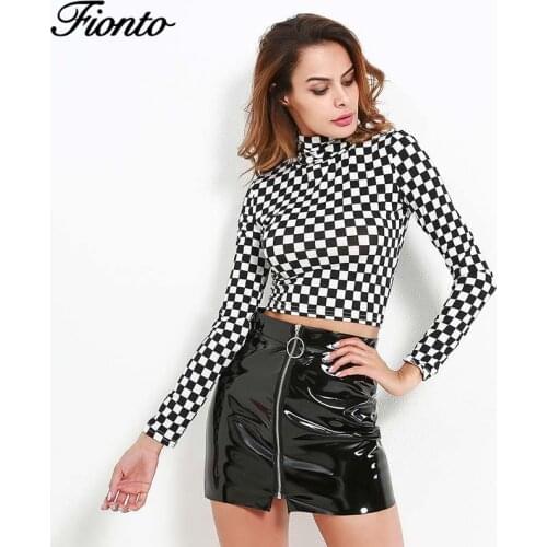 Fionto 2020 High-Necked Square Street Versatile Slim Slimming Long-Sleeved T-Shirt