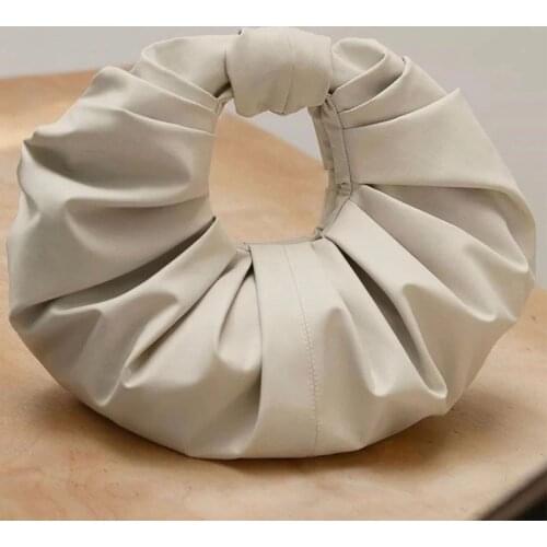 Vietnamese Ruffled Sheeps Horn Cloud Bag One Shoulder Oblique Cross Bag Womens Handbag Croissant Bag