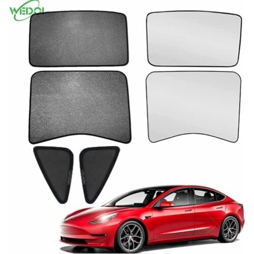 WeDoi for 2021 Tesla Model 3 Top Roof Sunshade Glitter Starry Glass Sunshade for Refresh Model 3 Windshield for M3 Accessories