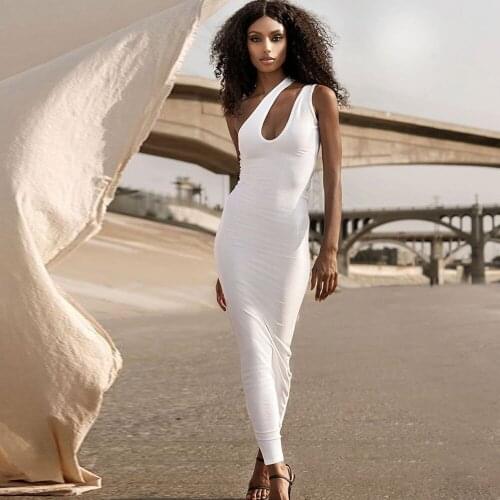 XLLAIS Knitting Ribbed White Pencil Dresses Women Sexy Sleeveless Stretchy Vestidos Ladies Casual Holdiay Long Red Robe Clothes