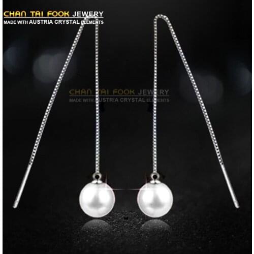 IREACESS New design women earring , 10mm pearl long drop earrings for women fashion jewelry