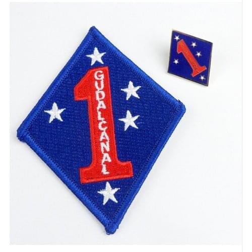 PAIR OF US UNITED STATES MARINE CORPS USMC 1ST MARINE DIVISION BADGE PIN & PATCH military Store