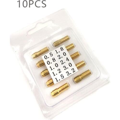 10 Pieces Brass Dremel Collet Mini Drill Chucks Including 0.5/0.8/1.0/1.6/1.8/2.0/2.2/2.4/3.0/3.2mm
