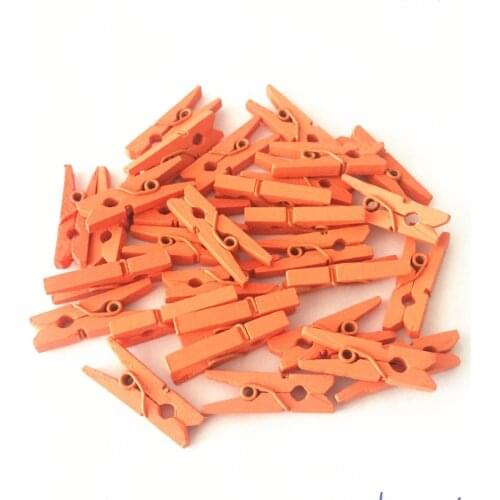 100pcs/lot 1" Wooden Clothespins Orange Mini Clothes Pins Pegs Paperclips For Scrapbooiking Wedding Decorations Embellishments