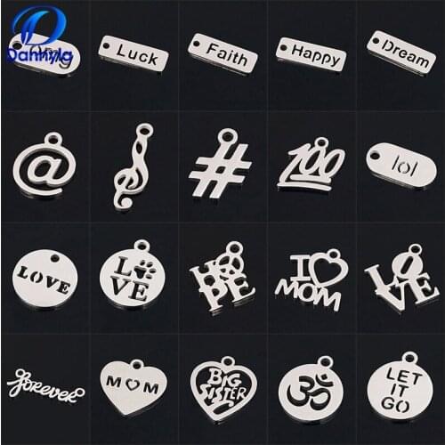 100pcs/lot Wholesale Stainless Steel Double Side Polishing Mix Style Charms Pendant DZ141-160