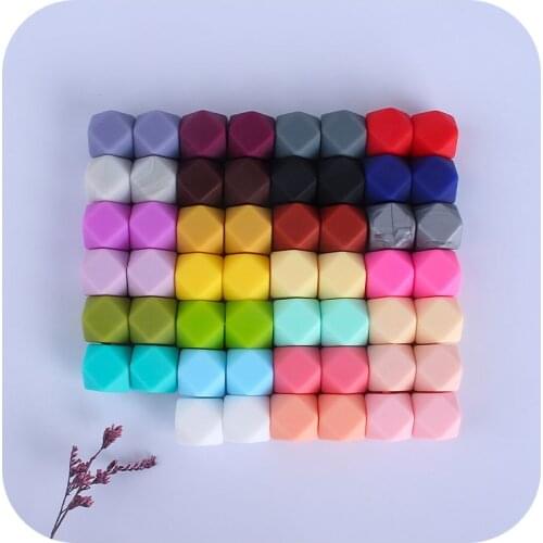 200Pcs 14mm Hexagon Silicone Beads Loose Teether Bead DIY Nursing Pacifier Clips Holder Chain