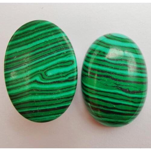 25x18MM Green Malachite Oval Cabochon Jewelry For Woman Gift Making (2pcs/lot) H192