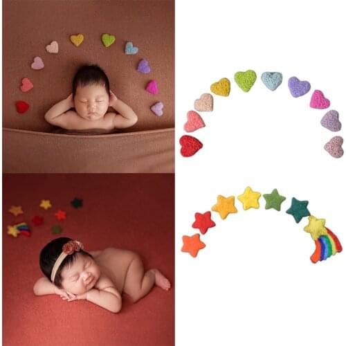 7/10Pcs DIY Handmade Baby Wool Felt Rainbow Stars Love Heart Home Party Decorations Newborn Photography Props