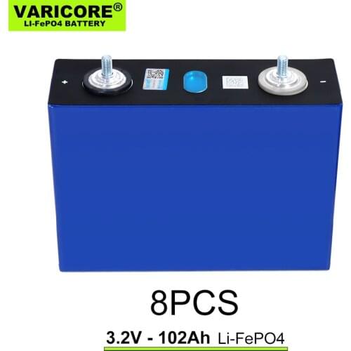 8pcs 3.2v 102Ah Lifepo4 Rechargeable Battery Lithium Iron Phosphate DIY 12v 24v E-scooter Energy Solar Cell Grade A TAX FREE