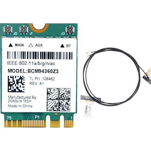BCM94360NG Gigabit 5G Dual Frequency Built-in Wireless Network Card Bluetooth 4.0 NGFF Adapter Card with 3 Antenna