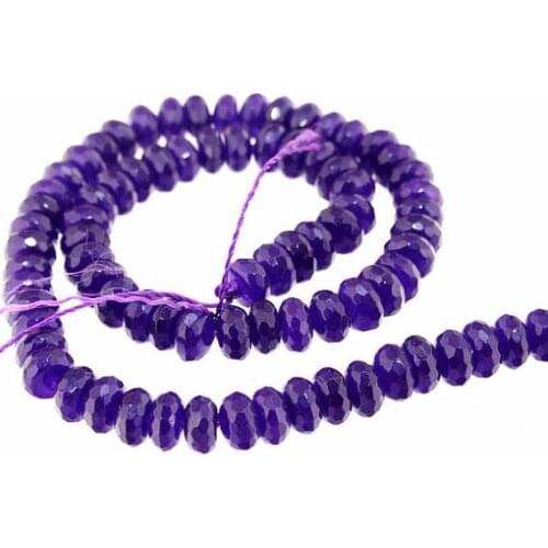Unique Pearls jewellery Store Rondelle Heishi Faceted Amethyst Jade 8mm Gemstone Beads one Full Strand 15'' LC3-316