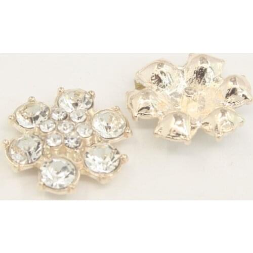 Diancan Gold Rhinestone Sparkle Crystal Bling Button Flower Sequin Custom Adhesive Beaded DIY Appliques Motif for Clothing Shoes