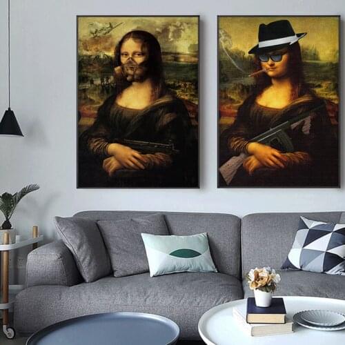 Sexy Nude Mona Lisa Playing Cards Canvas Painting Funny Modern Posters Prints Wall Art Pictures for Living Room Decor Cuadros