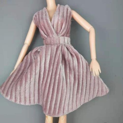 11.5" Classical Evening Dress Pink V Neck Sleeveless Doll Dresses for Barbie Clothes Prince Party Gown 1/6 BJD Dolls Accessories