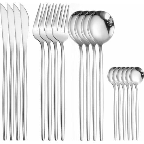 Kitchen Tableware Stainless Steel Cutlery Set Fork Spoon Knife Set Cutlery Silver Set Spoons Forks Dinnerware Set dropshipping