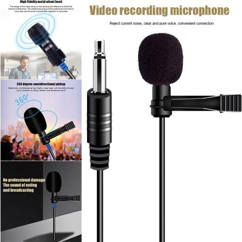 Professional Lapel Microphone Audio Video Recording Mic for Mobile Phones Camera Notebook Loudspeaker Mixer QJY99