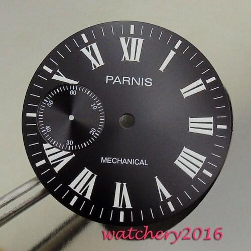 New 38.9mm Parnis black dial Roman numbers fit 6497 movement Mens Watch dial
