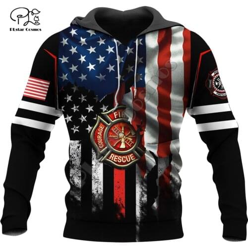 PLstar Cosmos Cool USA Firefighter Fireman 3D Print Hoodies Sweatshirts Zip Hooded For Men And Women Casual Streetwear Q48