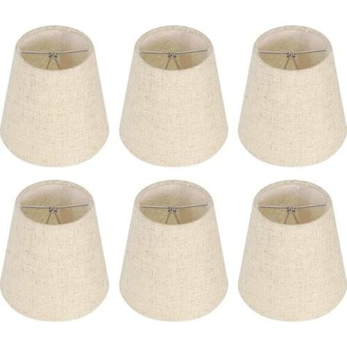 Small Lamp Shade Clip on Bulb Set of 6 for Candelabra Bulbs, Barrel Fabric Lampshade for Table Chandelier Wall Lamp
