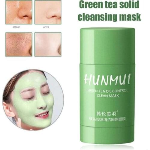 Green Tea Oil Control Cleansing Mask Eggplant Acne Clearing Mask Moisturizing Blackhead Fine Pores Mud Mask Skin Care