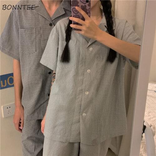Pajama Sets Women Summer Homewear Kawaii Japanese Style Comfortable Loose Chic Turn-down Collar Sweet Short Sleeve Ins Nightwear