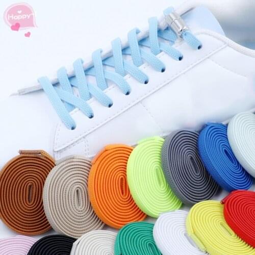 1 White Flat Elastic shoelaces for men and women Round capsule metal lock No tie shoelace Sports outdoor walking lazy shoe laces