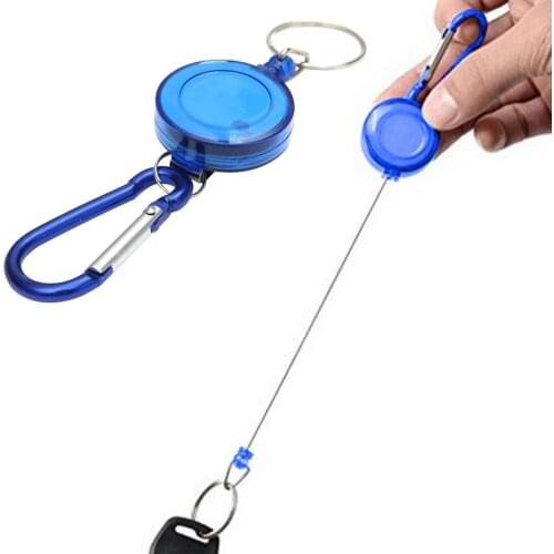 Portable Retractable Plastic Steel Wire Rope Recoil Keychian Key Ring Holder