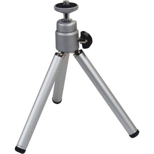 Adjustable 360 Rotating Mobile Phone Holder Desktop Lazy Bracket Metal Two Telescopic Rods Stand Mini Small Tripod Camera Silver