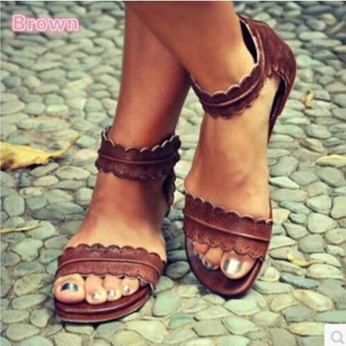 Peep Toe Zipper Fashion Women Sandals Cover Heels Open Pu Leather Female Flat Sandals Solid Summer Sandals