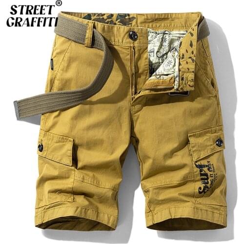 Cargo Shorts Men Spring Summer Breeches Cotton Bermuda Solid Denim Casual Multi-Pocket Pants Clothing Men’s Cargo Short