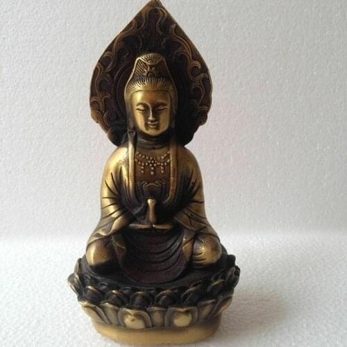 Decoration CHINESE OLD Copper COLLECTABLE HANDWORK CARVED BUDDHA STATUE