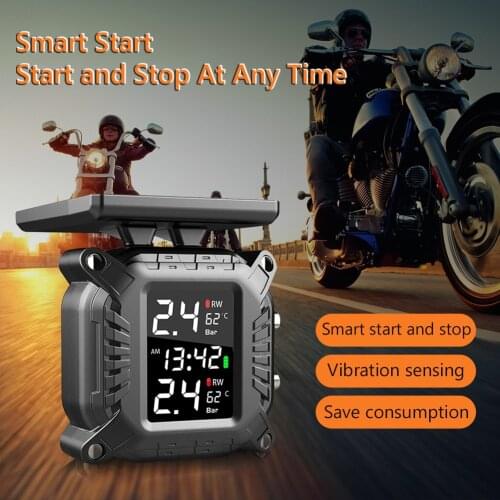 Waterproof Solar Motorcycle TPMS Tire Pressure Tyre Temperature Monitoring sensor TirePressure Personal Monitoring System 2021