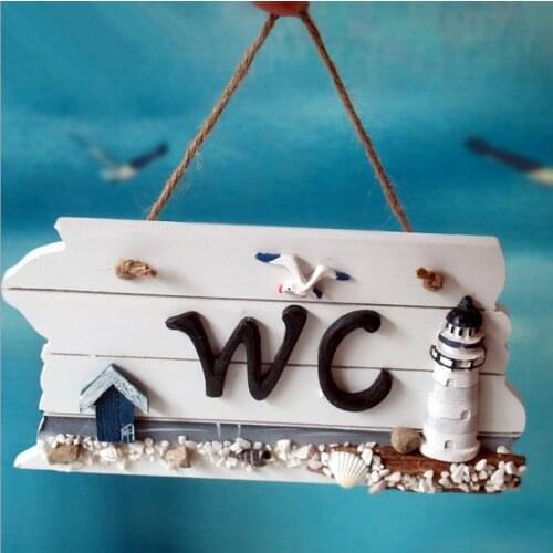 WC Wood Doorplate Toilet Door Plaque Bathroom Wall Hanging Board Door Sign Nautical Decor