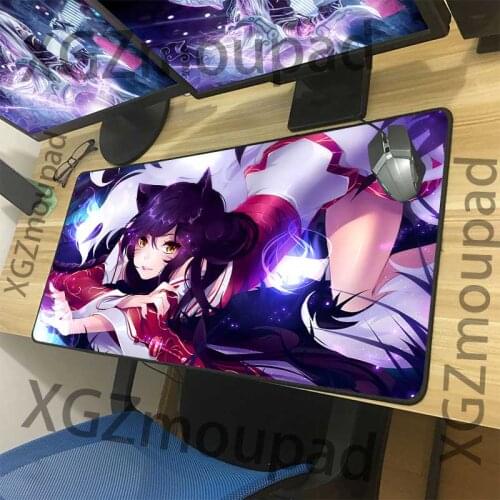 XGZ custom large game mouse pad black lock edge sexy pure sister animation mouse pad HD Office Computer Anti Slip game desk mat