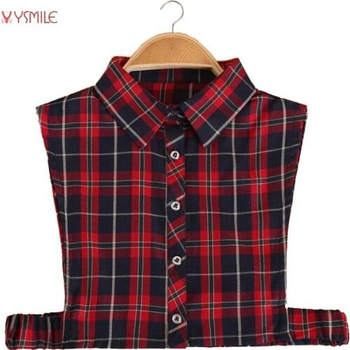 YSMILE Y Women Red Plaid Costume Detachable Collars All Matching Clothes Accessories Shirt Sweater False Collar