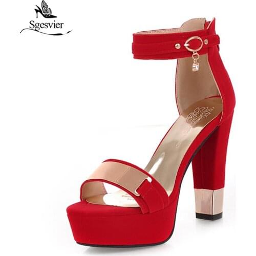 Sgesvier 2018 Summer Platform Sandals Women Ladies Shoes Thick Heels Sandals High Heels Suede Fashion Sandals Size 33-45 B198