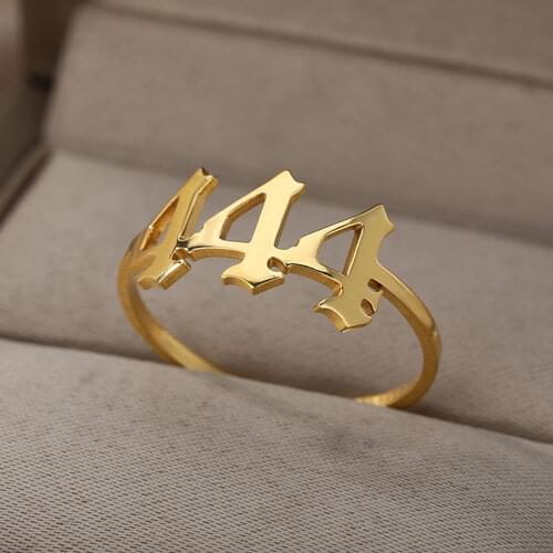 Aesthetic Angel Number Ring for Women, Stainless Steel 111 222 333 444 555 666 777 888 999 Finger Rings Jewelry anillos mujer