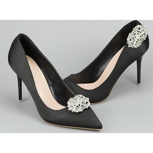1pair) luxury fashion 2 color crystal pattern removable sparkling water drill shoe buckle shoe accessories DIY shoe clips