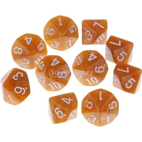 10 Pieces Plastic 10-Sided Dices D10 for Party Table Card Game D&D RPG MTG Accessory 1.6cm