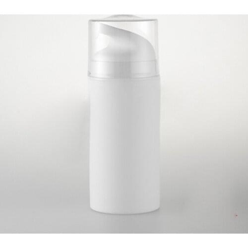 100ML whole white plastic airless bottle, white/transparent pump, white/transparent Cosmetic Packaging