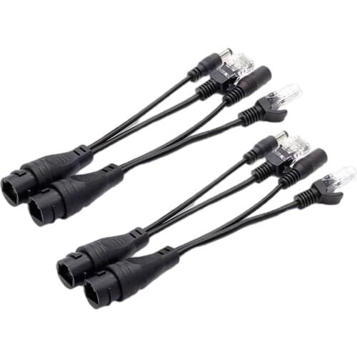 OwlCat 2 Pairs of High Quality DC 12V 30M Tape Screened POE Splitter Adapter Cable Passive Power over Ethernet SET Injector Kit