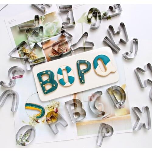 26pcs/set English Alphabet Letters Stainless Steel Biscuit Mold DIY Cookie Fruit And Vegetables Cutter Cake Baking Tools Large