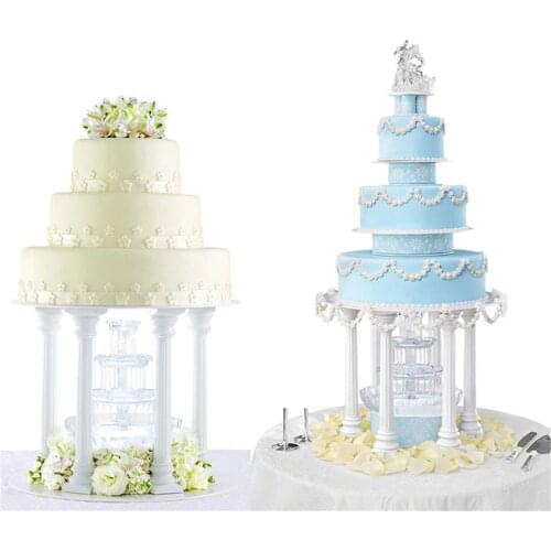 4pcs White Cake Pillars Wedding Cake Stands Cake Roman Pillar Fondant Cake Tier Separator Support Stand Decor