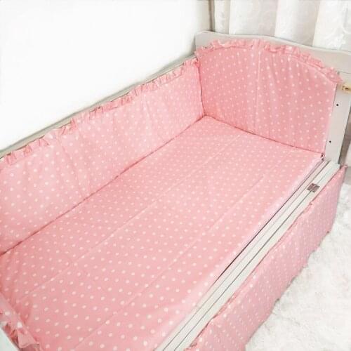 6PCS Newborn Crib Bumper Girl Cartoon Baby Bedding Set Cotton Crib Sets Baby Cot Set (4bumper+sheet+pillow cover)
